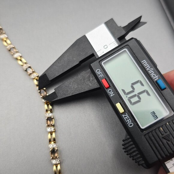 Smoky & Clear Quartz Tennis Bracelet 7.5" Gold Vermeil over Sterling Silver 13g - Picture 14 of 16